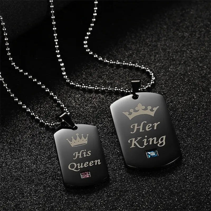 King And Queen Couple Necklaces